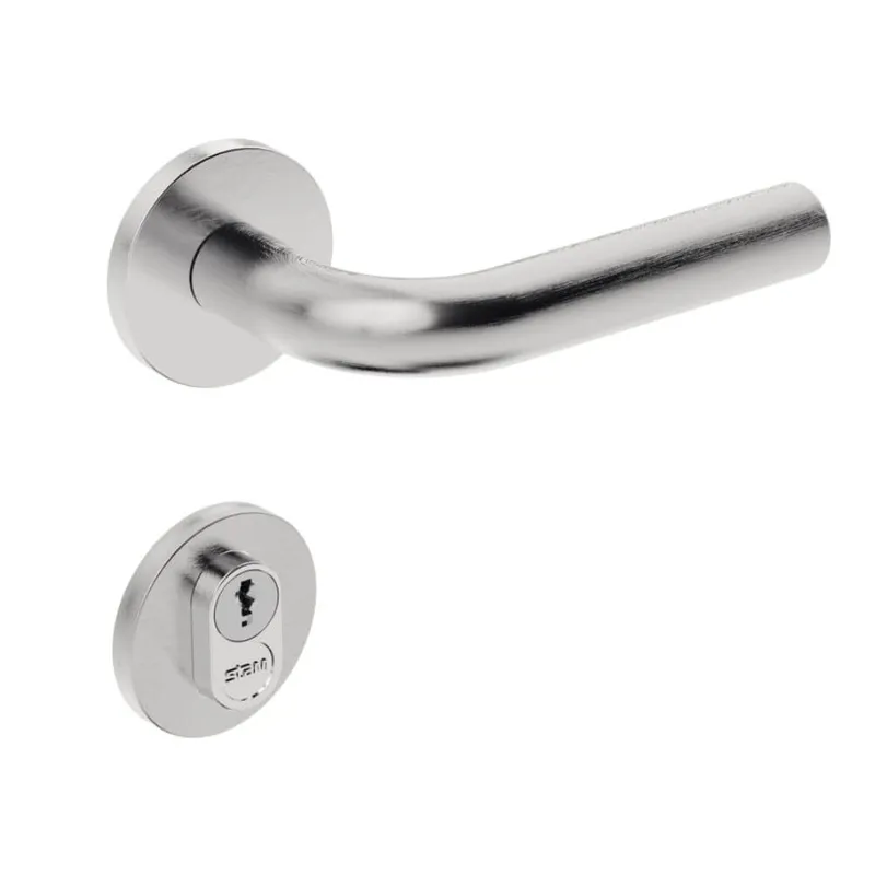 Fechadura Externa Inox Home Ix310 55mm Roseta Redonda Inox Polido Stam