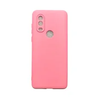 Capa Moto One Vision Silicone Aveludada Protege Câmera Colorida Capinha Anti Impacto Moto One Vision:rosa 04