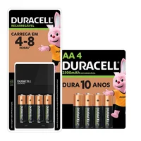 Carregador De Pilhas Aa E Aaa Duracell, Com 8 Pilhas Rec Aa