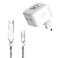 Carregador Turbo Duplo Tipo C + 2un Cabo Thunder 65w 2 Em 1 Tipo C - 1m - Gshield