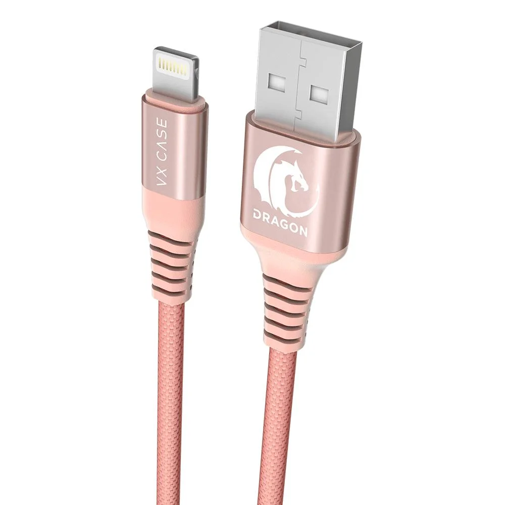 Cabo Para Iphone/ipad Usb Lightning Mfi Dragon 1,20m Vx Case Rosê