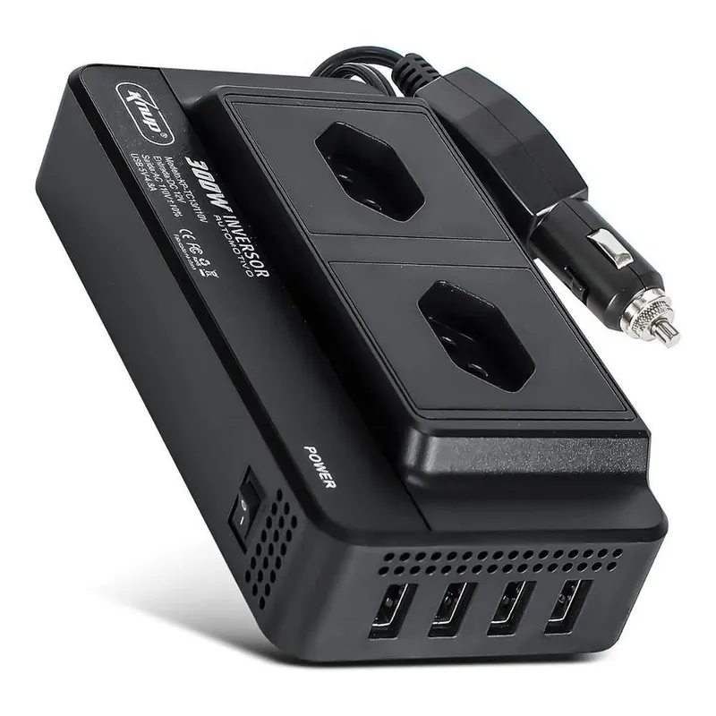 Inversor Automotivo, Conversor De 12v P/ 110v, 300w, 2 Tomadas, 4 Portas, Usb Knup - Kptc13-110