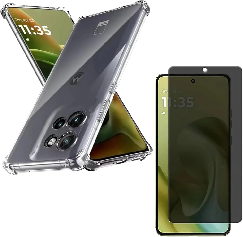 Capinha Silicone Tpu Anti Choque + Película Privacidade Fosca Para Moto G47 5g