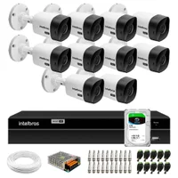10 Câmeras Bullet Vhc 1120 B 720p Visão Noturna 20m Intelbras + Dvr Mhdx 1216 16 Canais + Hd 2TB Sky