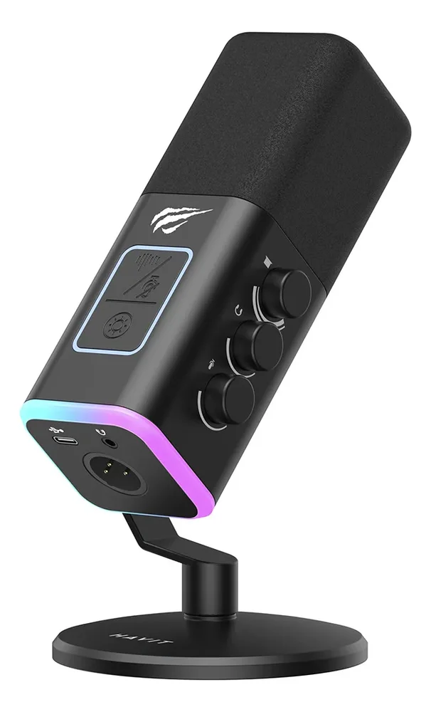 Microfone Gamer Dinâmico Usb/xlr Havit Gk71 RGB Preto