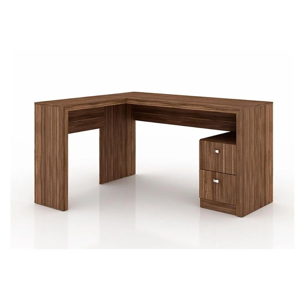 Mesa Canto P/escritório Me4129 C/ 2 Gavetas Branco - Tecno Mobili