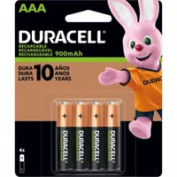 Pilha Recarregável AAA Duracell 900-mah, Cartela Com 4 Pilhas