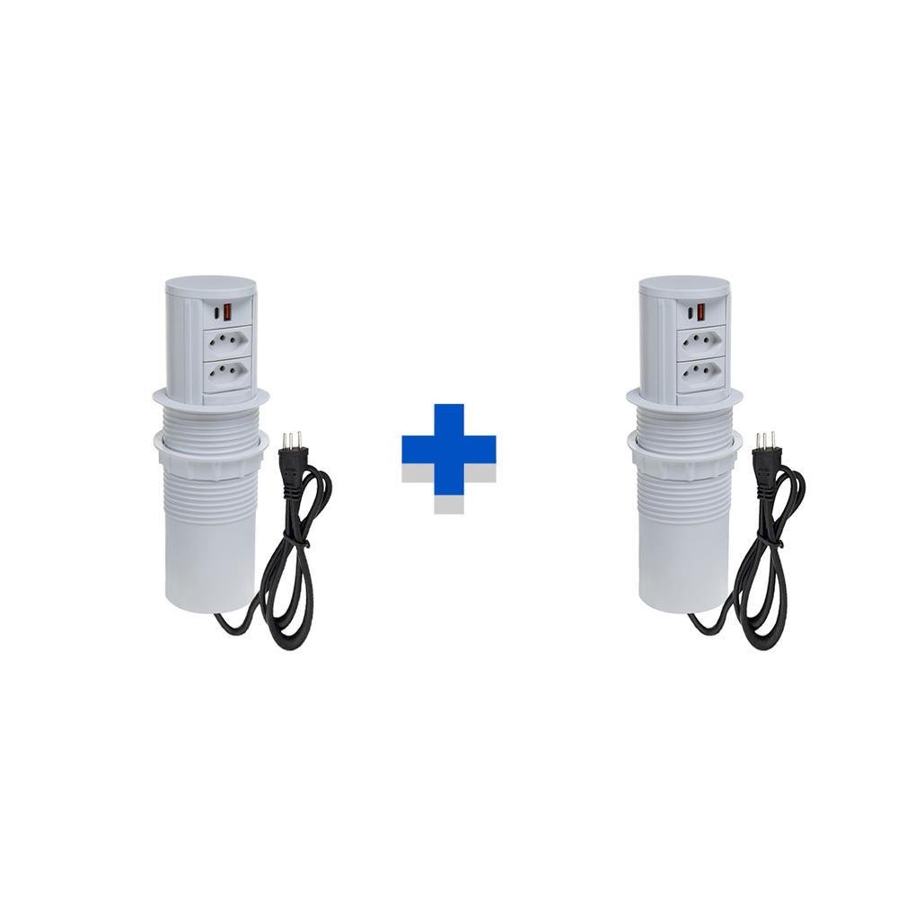 Kit Torres De Tomadas Connect Caixa Tomada Totem Manual Alça 2 Tom 20a 2usb 9.0a