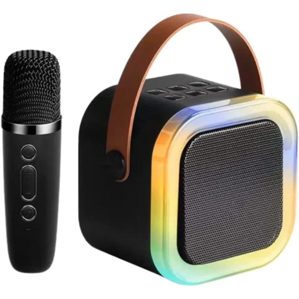 Caixa Som Com Microfone Infantil Caixinha Bluetooth Sem Fio Karaokê