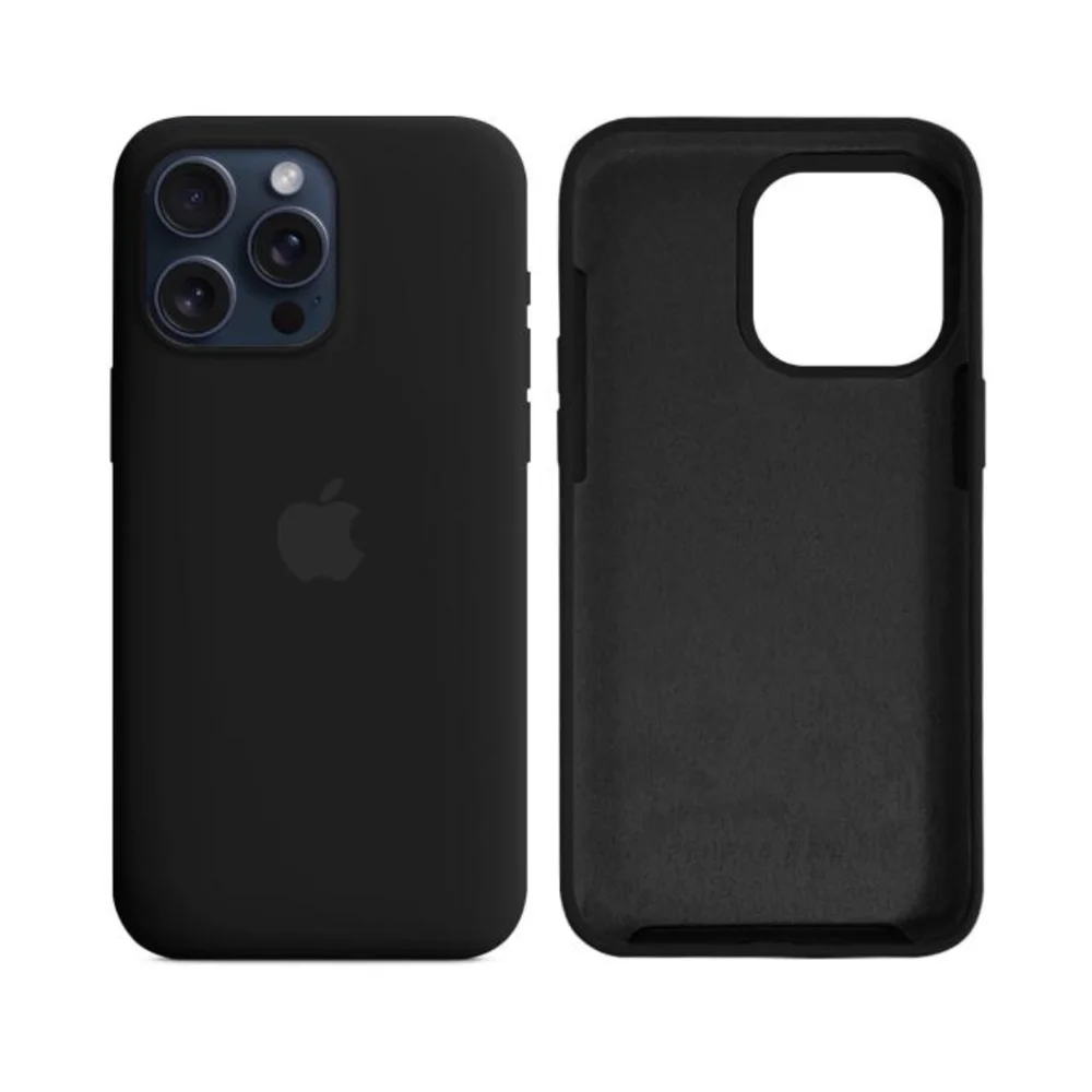 Capa Capinha Case Silicone Cover Premium Aveludada Com Logo Compatível Iphone 14 Preto