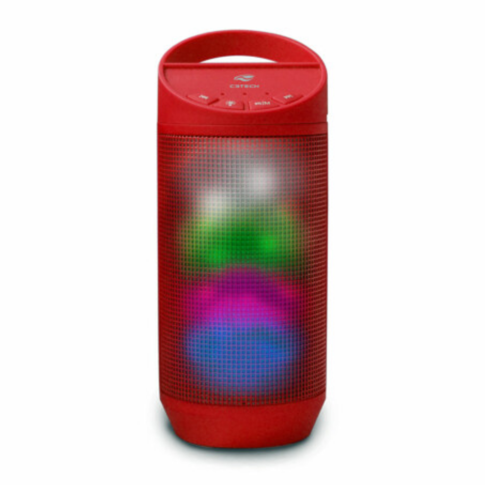 Caixa de Som C3tech Beat Bluetooth LED, Portátil, 8W RMS - Vermelha