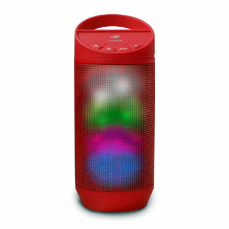 Caixa de Som C3tech Beat Bluetooth LED, Portátil, 8W RMS - Vermelha