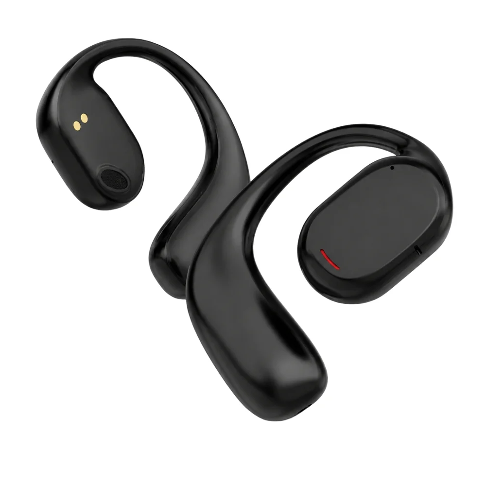 Fone De Ouvido T 75 Bluetooth 5.3 Sem Fio Condução Ossea Fones Clipe Orelha Cancelamento De Ruidos Na Cor Preto