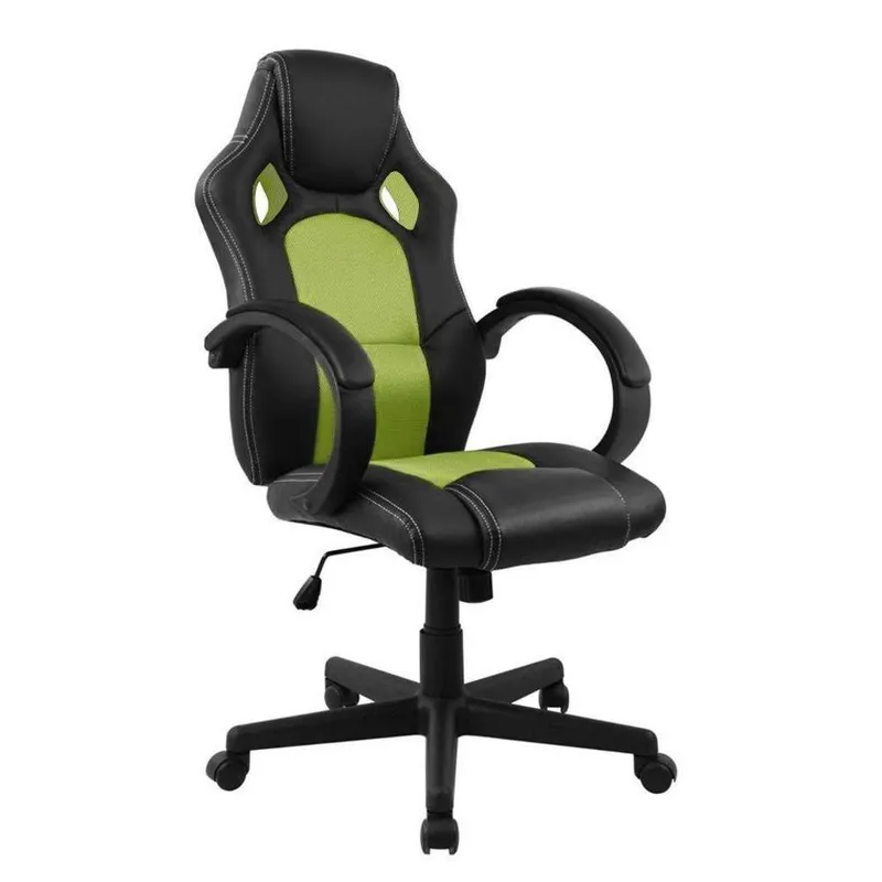 Cadeira Presidente Gamer Pelegrin, Até 120KG, Couro Pu, Mecanismo Relax, Preta e Verde - PEL-3002