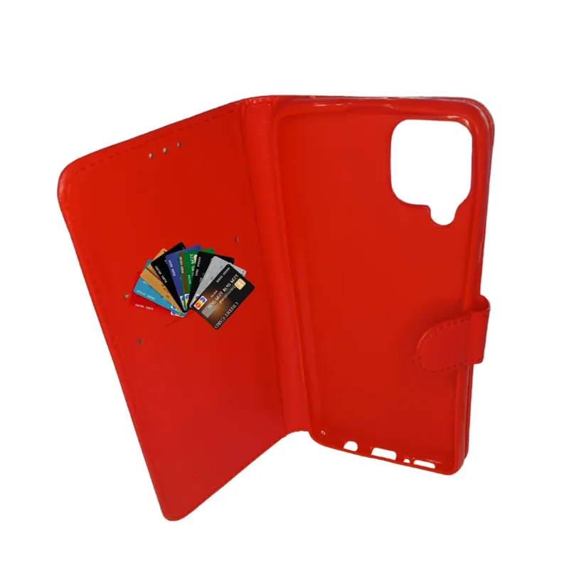 Capa Carteira Para Samsung Galaxy M62 Proteção, Estilo E Praticidade Capinha De Carteirinha Cor:vermelho