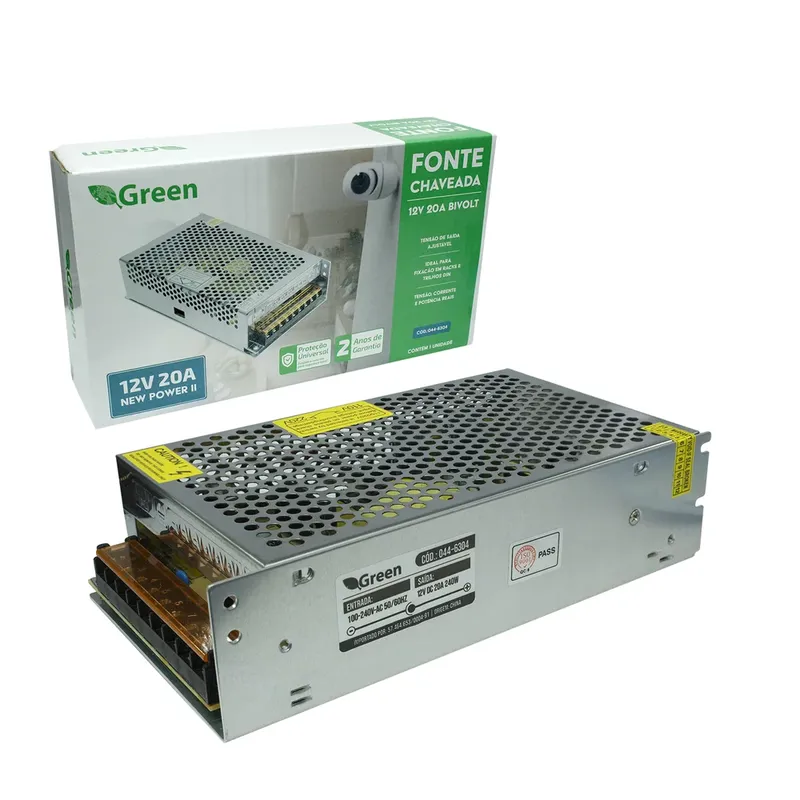 Fonte Chaveada Bivolt Colmeia Metal 12v 20a 240w Cftv LED
