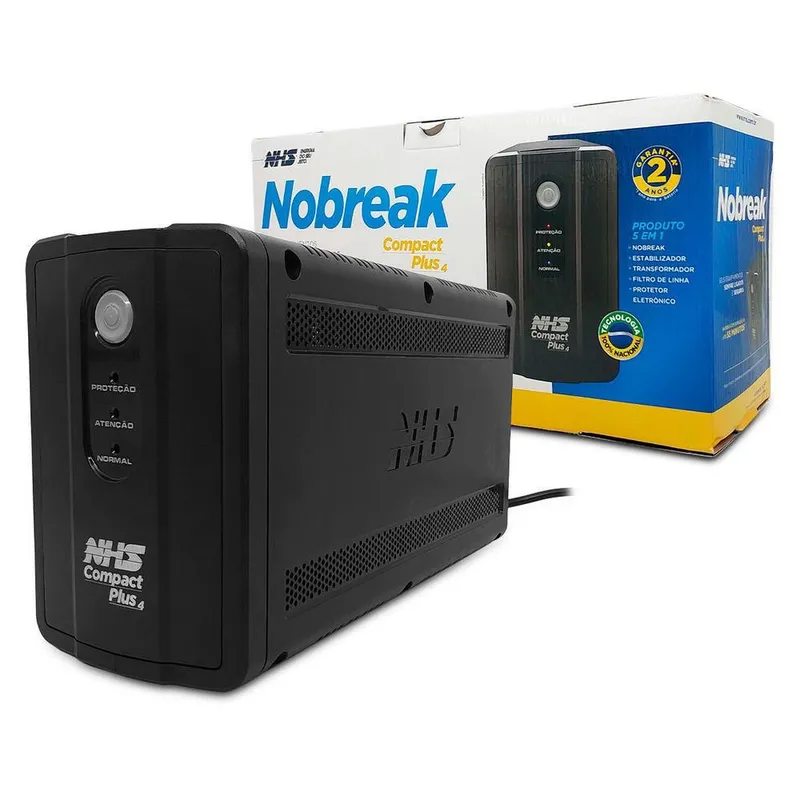Nobreak 1500va Nhs Compact Plus 4, Bivolt Aut, S/120v, Bat. 2x7ah/12v, 8 Tom, USB - 90.d1.b01502