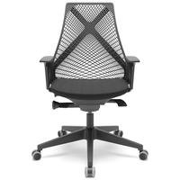 Cadeira Office Lyam Decor Presidente Giratória, Executiva, Ergonômica, Crepe, Preto - Kron P03