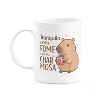 Caneca Divertida Capivaras - Tranquila E Charmosa