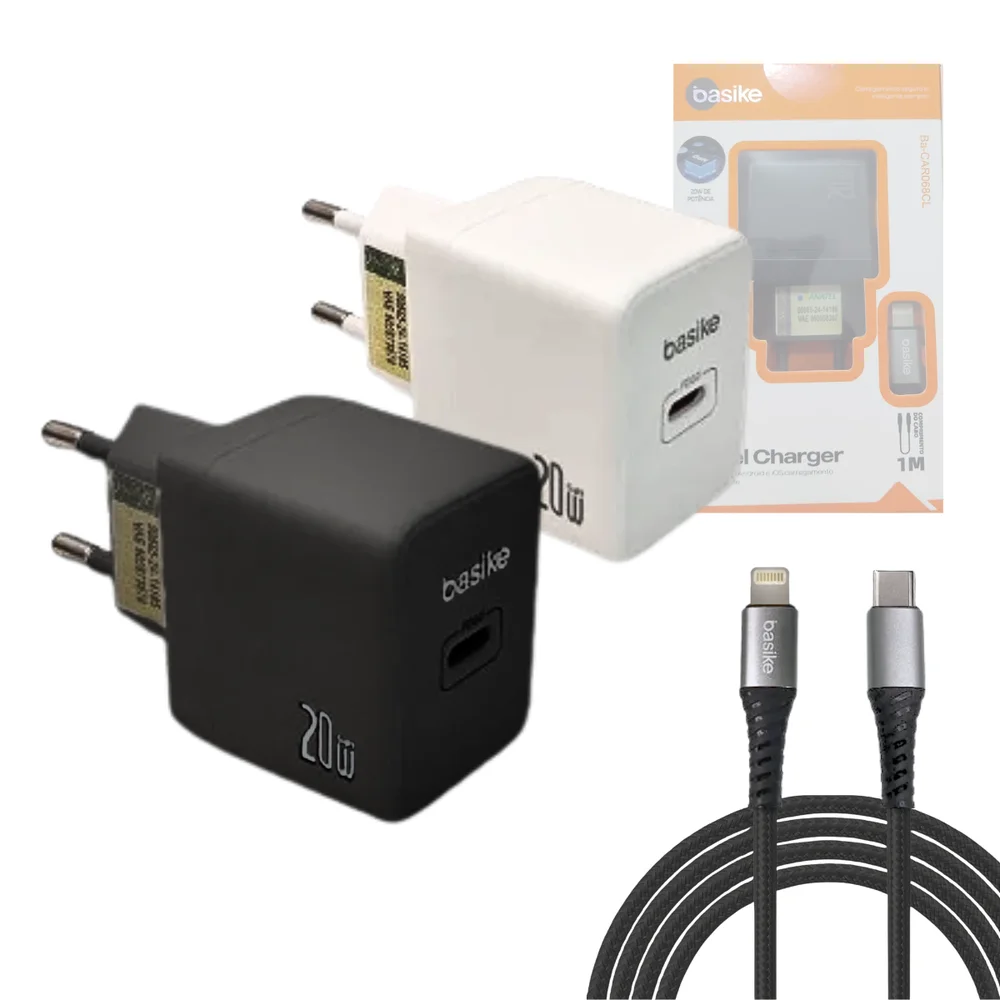 Carregador 20w Porta Tipo-c E Cabo Lightning De 1 Metro