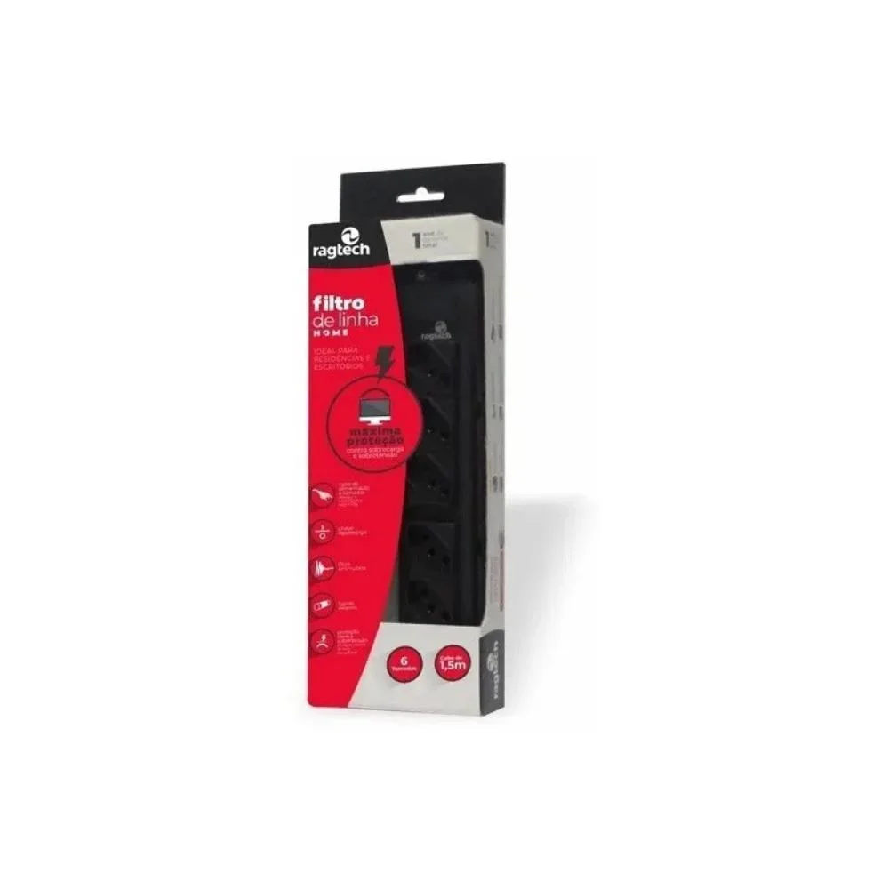Protetor Eletrônico Ragtech 6 Tomadas Cabo 1,5m Bivolt