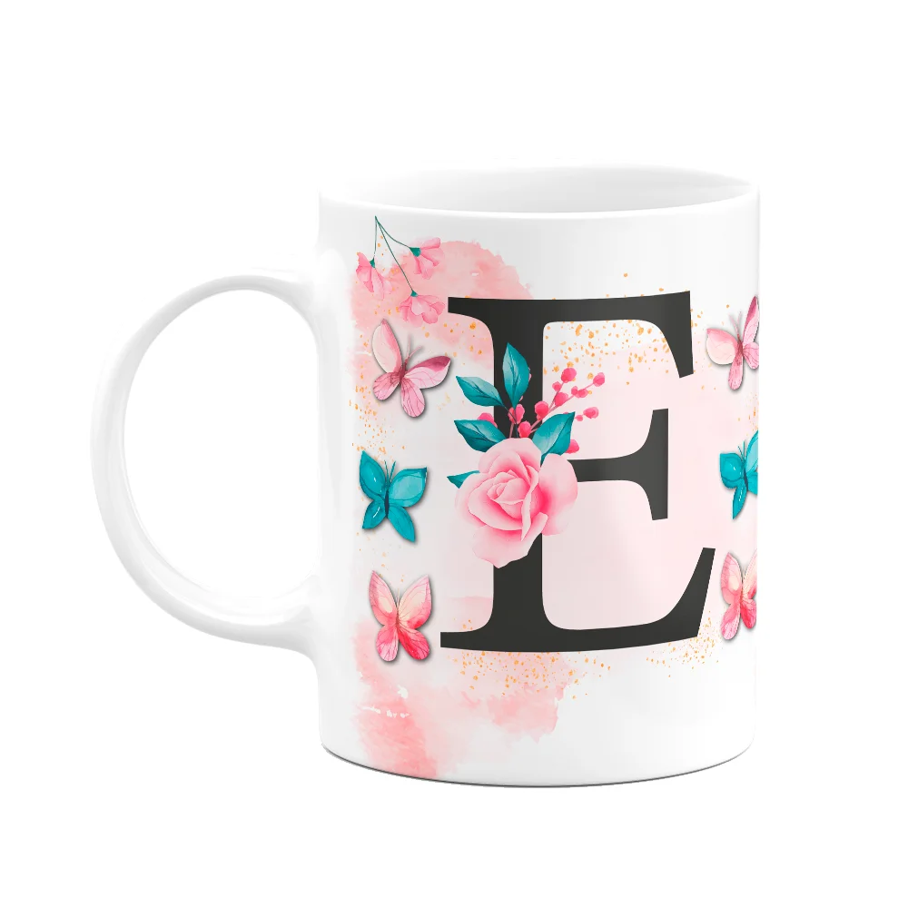 Caneca Butterfly Letra E