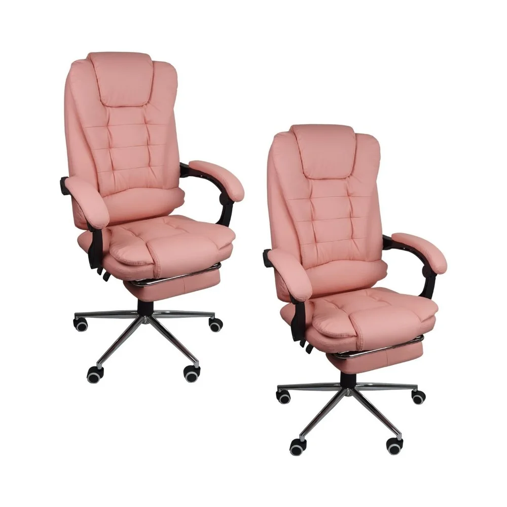 Kit 2 Cadeiras Presidente Oficial Webshop, Suporta 120 kg, Ergonômica, Rosa