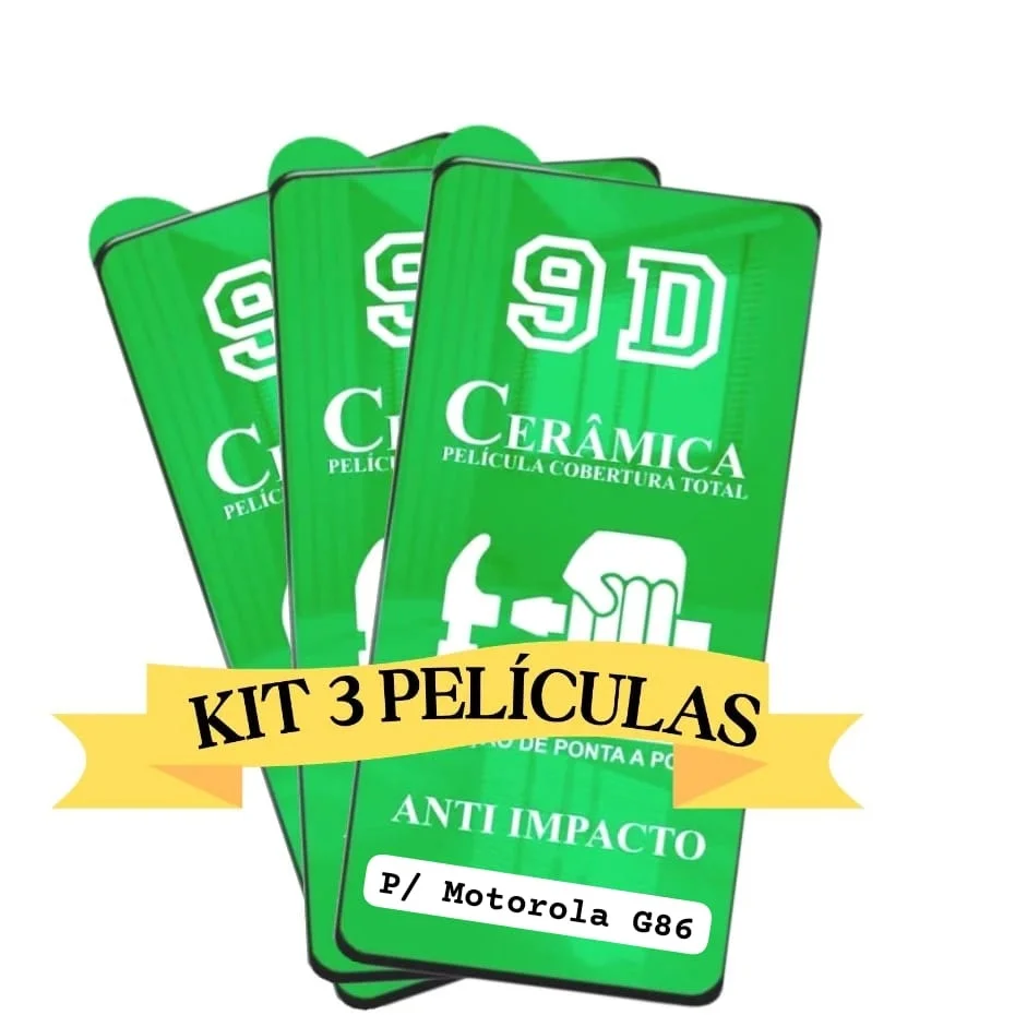 Kit 3x Películas 9d Cerâmica Flexível Para Motorola Moto G86 5g