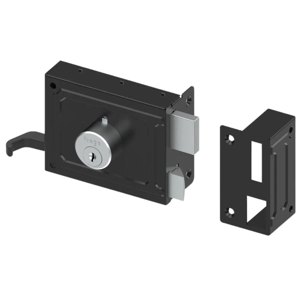 Fechadura Sobrepor Para Portão 332 Externa 100mm Abnt Preta 0332b Haga