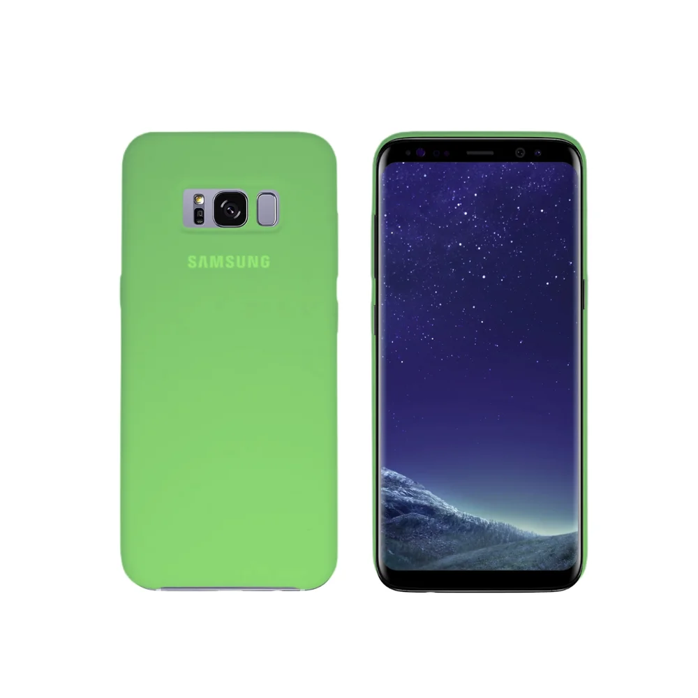 Capa Capinha Case Silicone Premium Aveludada Logo Samsung Galaxy Família S8 Verde Claro