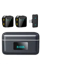 Microfone Lapela Duplo Sem Fio Case Tipo-c 30 Metros