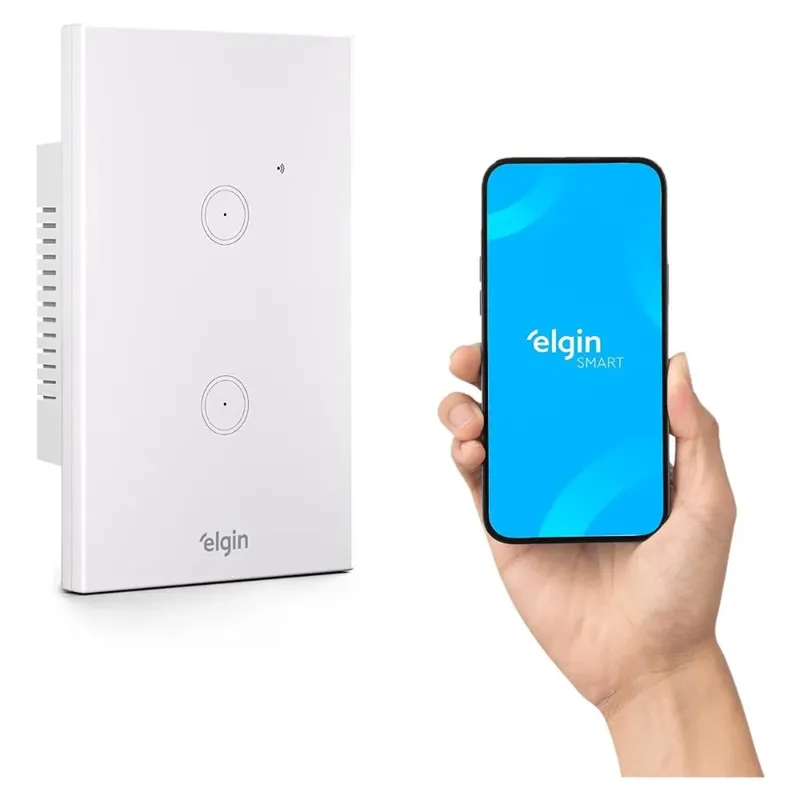 Interruptor Inteligente Elgin, Wi-fi, Painel Touch, 2 Botões, Compativel Com Alexa E Google