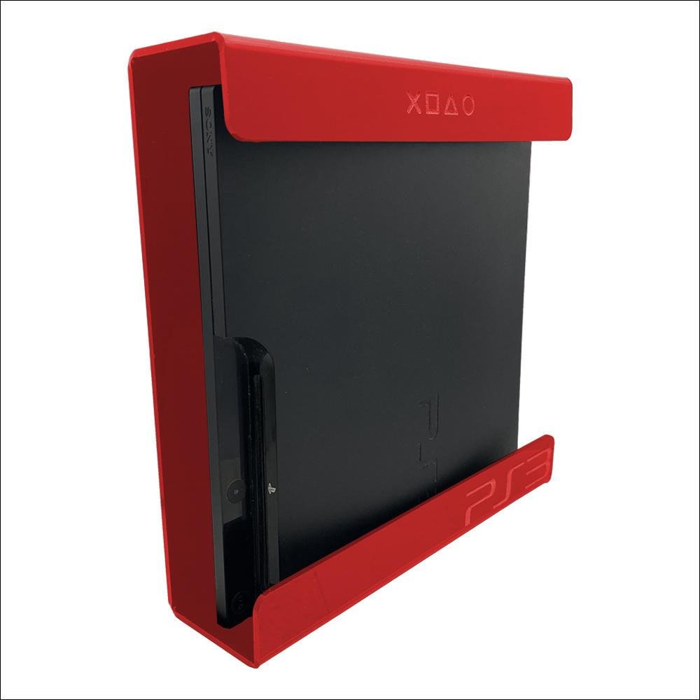 Suporte Parede Console Playstation 3 Fat - Ps3 Fat - Material Acrílico Vermelho