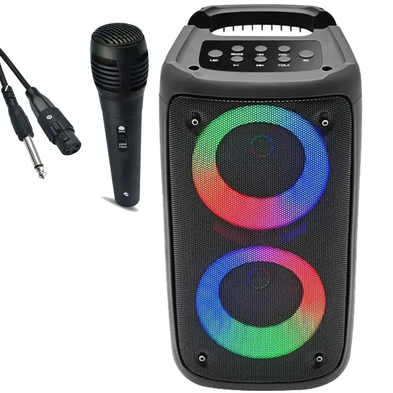 Caixa De Som Grasep Amplificada, Led, Microfone, Bluetooth - DS14