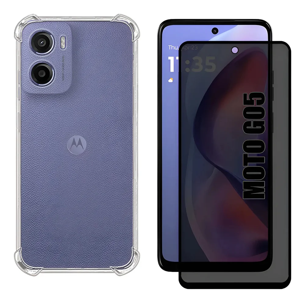 Kit Moto G75 | Capinha Silicone Tpu + Película Fosca Privacidade 9d