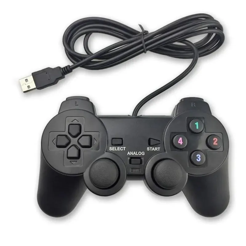 Controle Com Fio Joystick Para Pc E Notebook Dex Com Cabo USB Preto