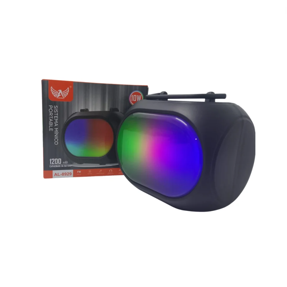 Caixa De Som Bluetooth Rádio Portátil LED RGB 10w Altomex Al-8929