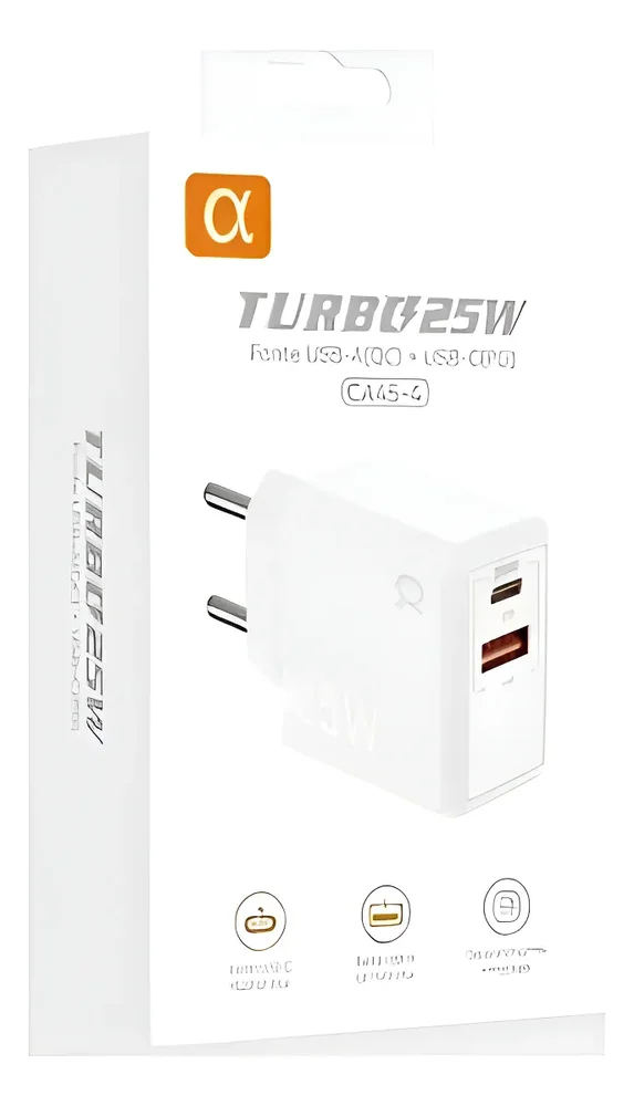 Fonte Carregador Turbo 25 W Ca45-4 A'gold Branco Branco