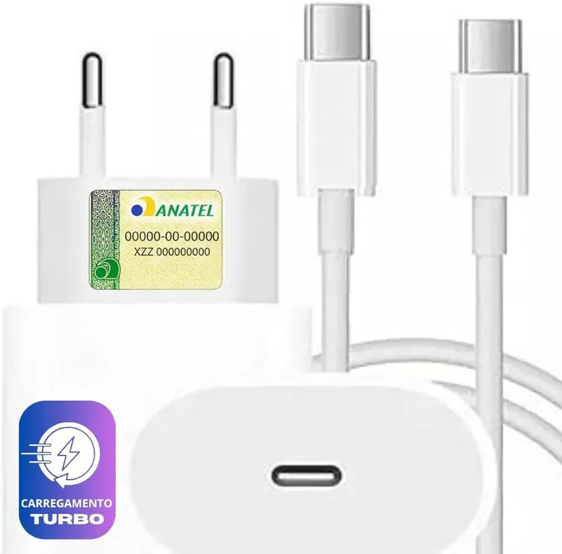 Carregador Turbo 35w Cabo/usb.c Compatível Iphone 15 16 17