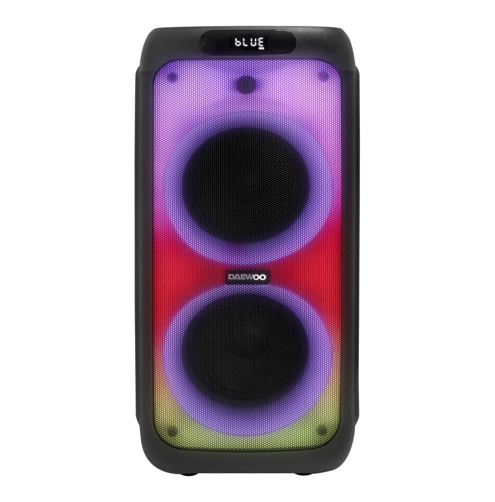 Caixa De Som Amplificada Daewoo Dw2000, Partybox, Bluetooth, 1200w, LED RGB, Preta