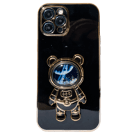 Capa Com Suporte De Astronauta Galvanizado Compatível Com Iphone Modelo:14;cor:preto