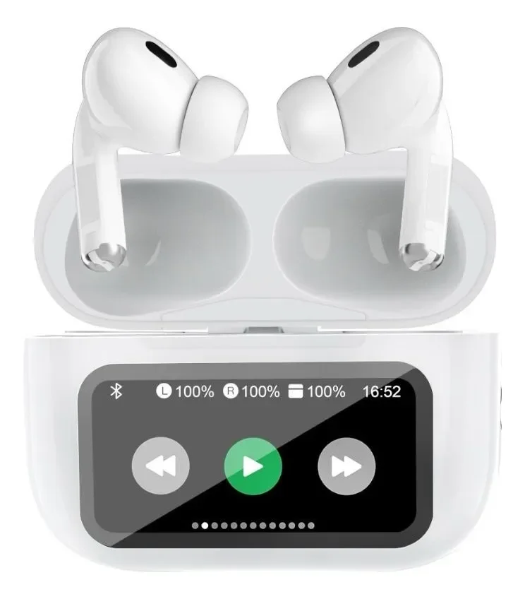 Fone De Ouvido Bluetooth Tela Lcd Touch Screen Cancelamento Branco