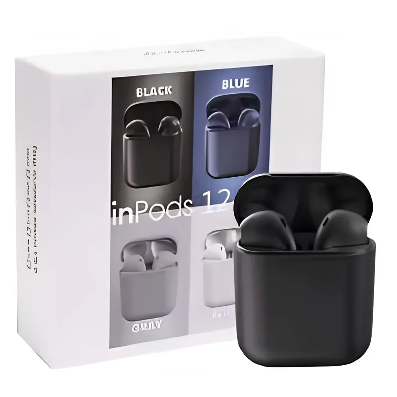 Fone De Ouvido Bluetooth Sem Fio Inpods 12 Simple Preto V5.0