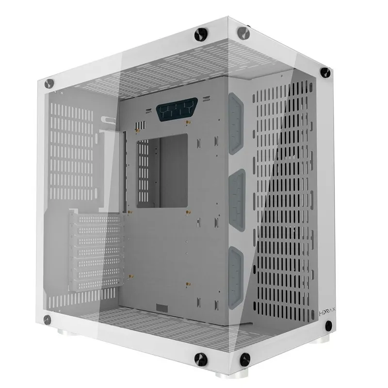 Gabinete Gamer Hyrax HGB700, ATX, Mid Tower, Frontal e Lateral em Vidro Temperado, Sem FANs, Branco - HGB700W