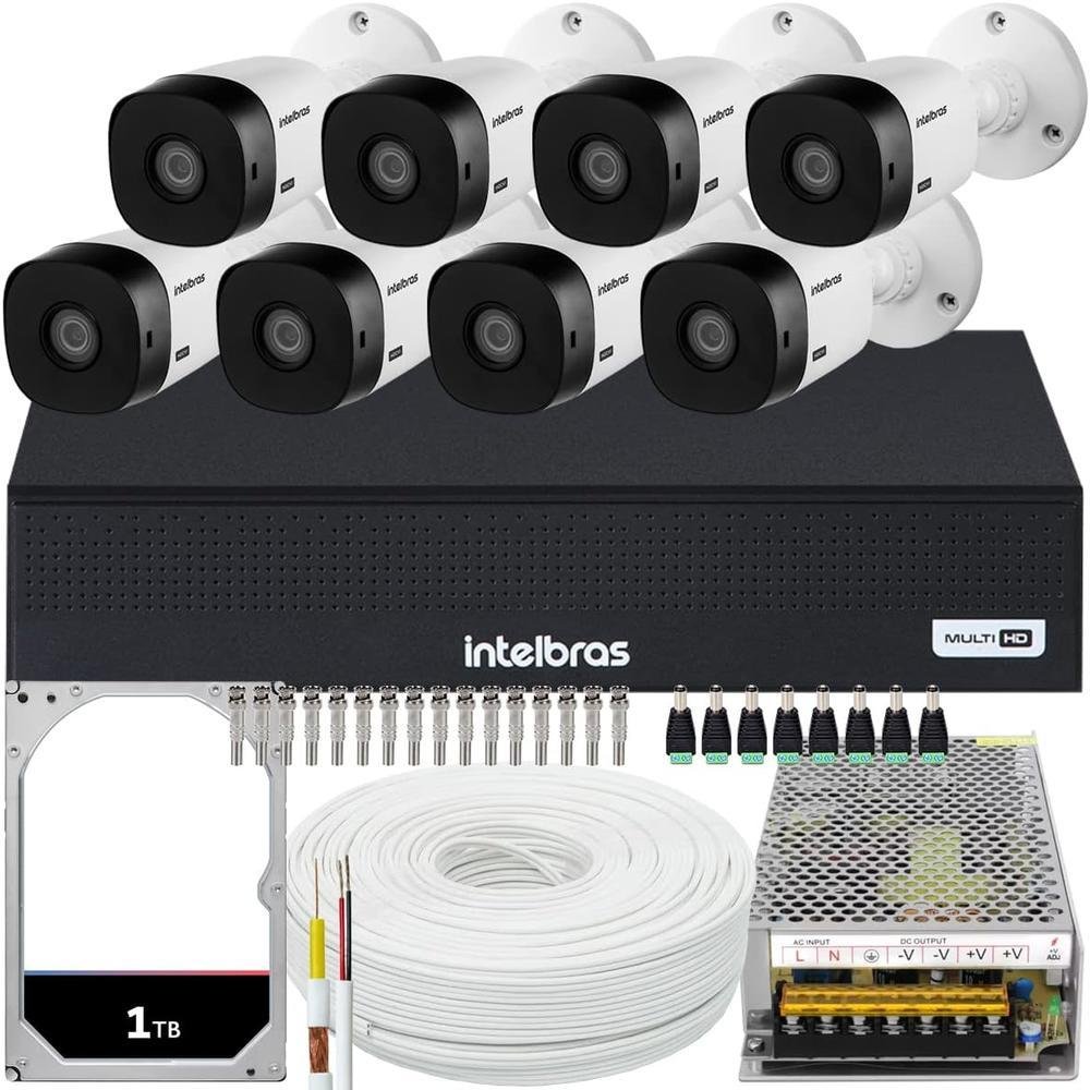 Kit Intelbras Cftv, 8 Câmeras VHL 1120 720p + DVR Mhdx 1008, HD 1TB