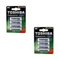Kit com 8 Pilhas Recarregáveis AA Toshiba, 1.2V 2600mAh, 2 Cartelas Com 4 Unidades - TNH6GAE