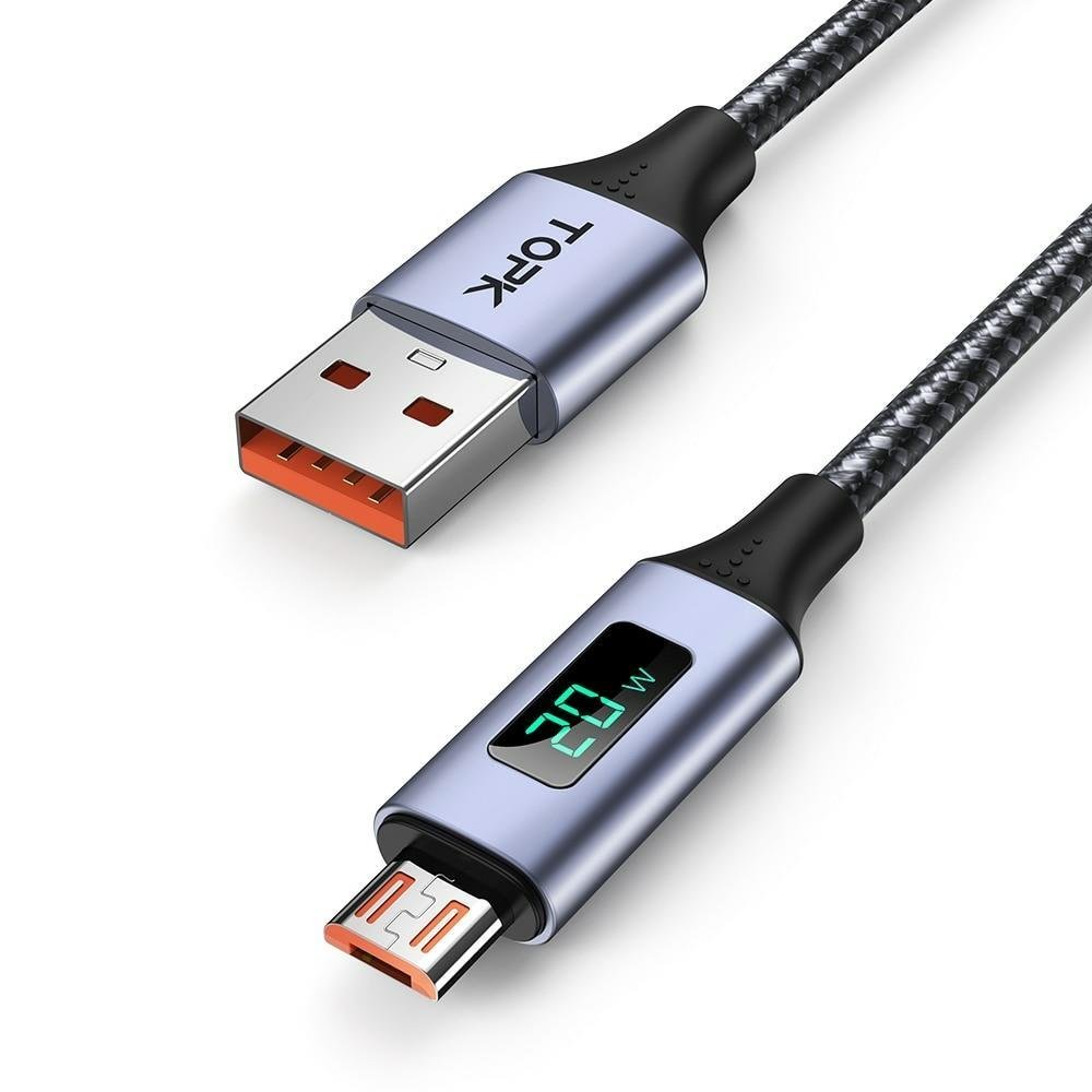 Cabo Micro USB Tipo C Topk An50 Micro, Preto - 1m