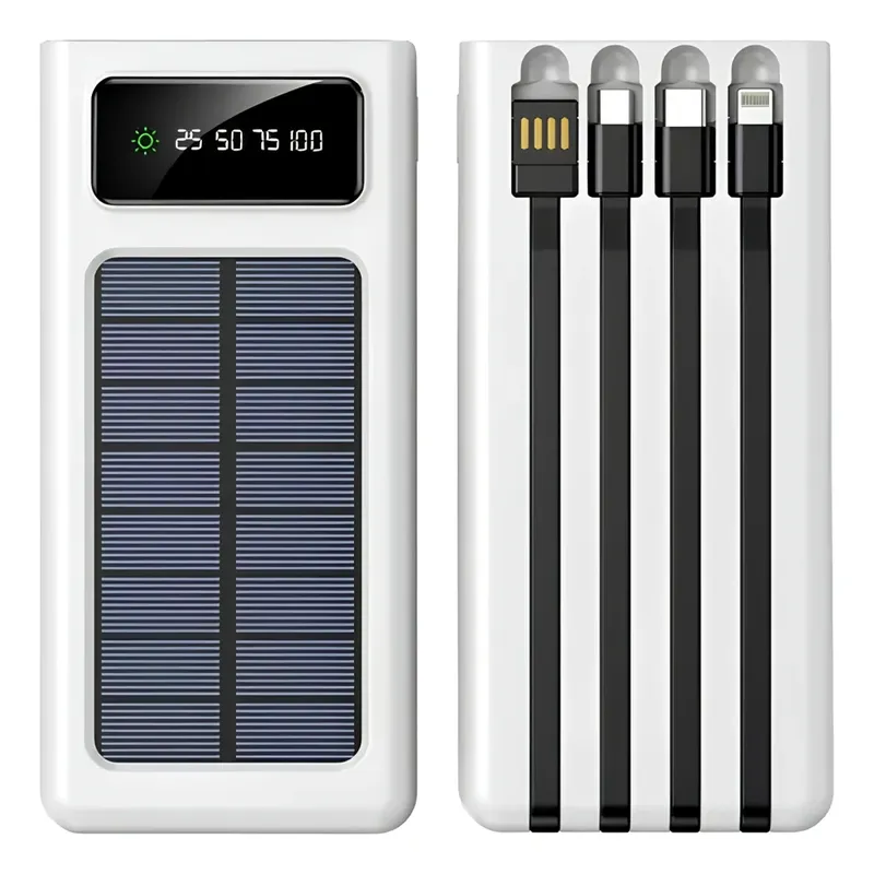 Carregador Portátil Power Bank Placa Solar 2.4a 5em1 Cor Branco