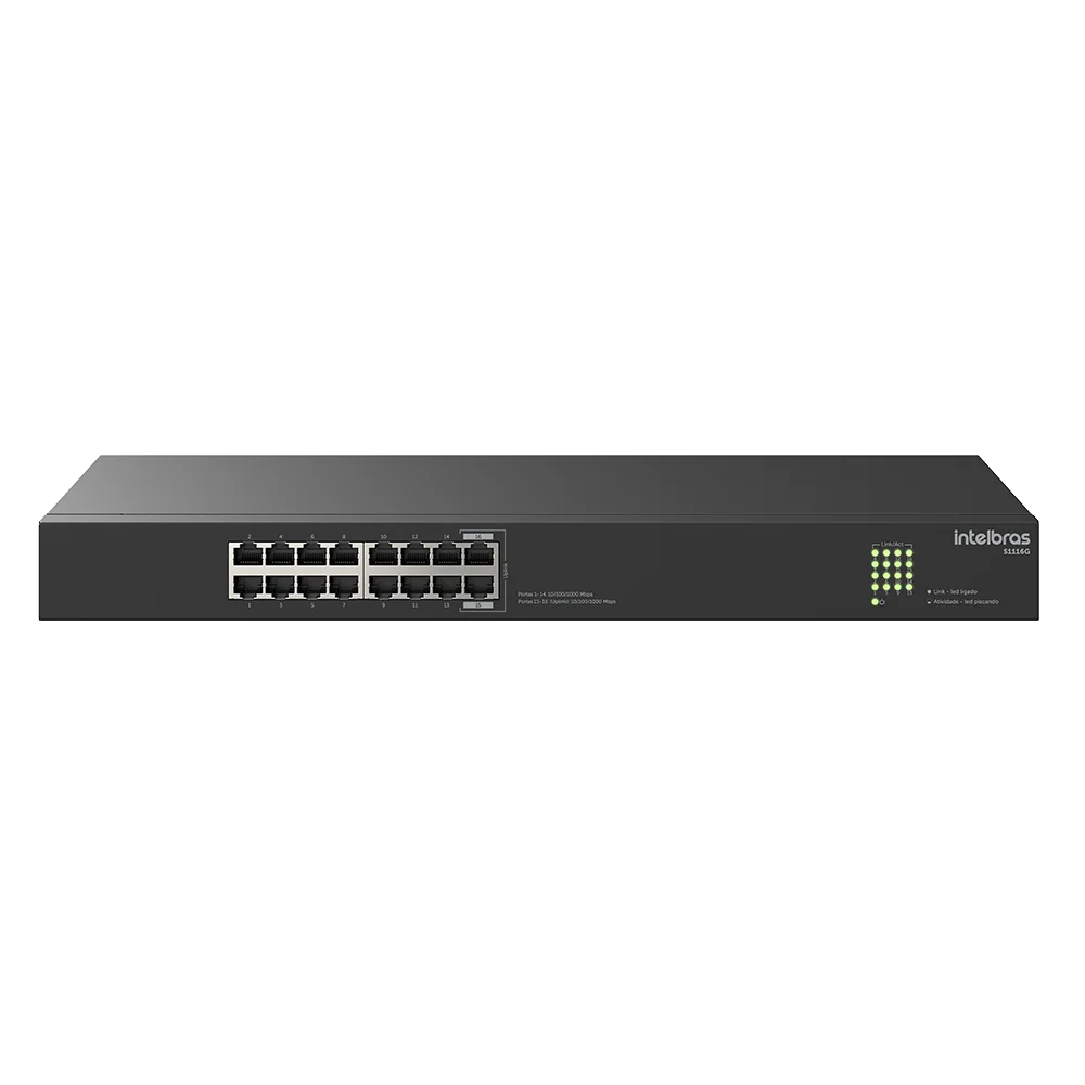 Switch 16 Portas Gigabit Ethernet S1116G Intelbras