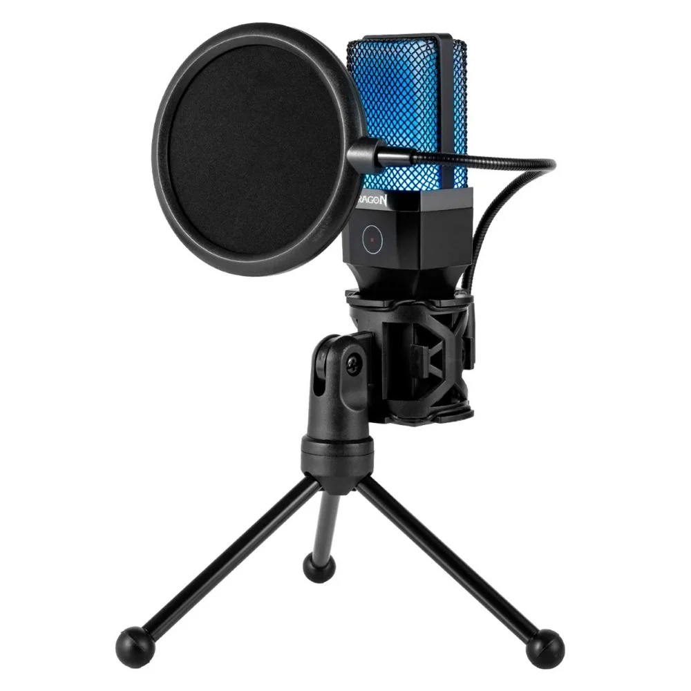 Microfone Condensador Redragon Adne, RGB, USB, Preto, GM212